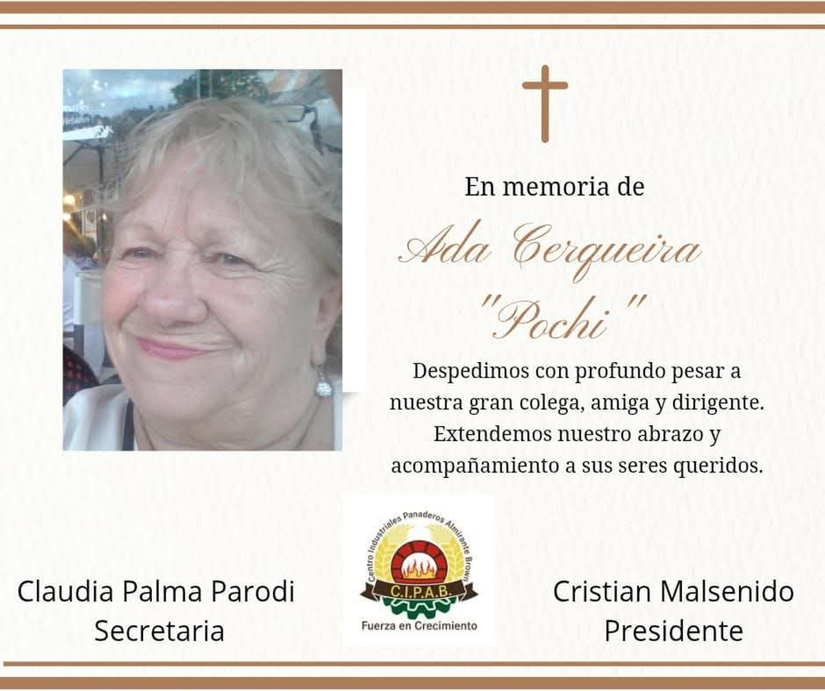 Mensaje de despedida para la vecina de Almirante Brown.