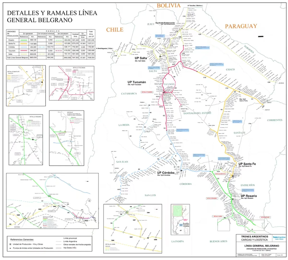 Mapa de los ramales línea Belgrano Mapa de los ramales línea Belgrano