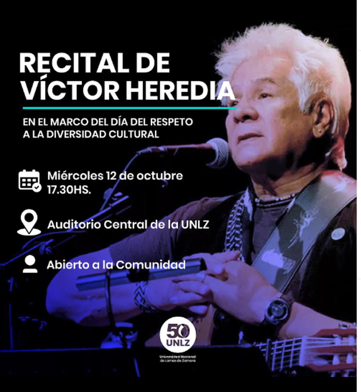 V&iacute;ctor Heredia se presentar&aacute; gratis este mi&eacute;rcoles en la Universidad de Lomas.