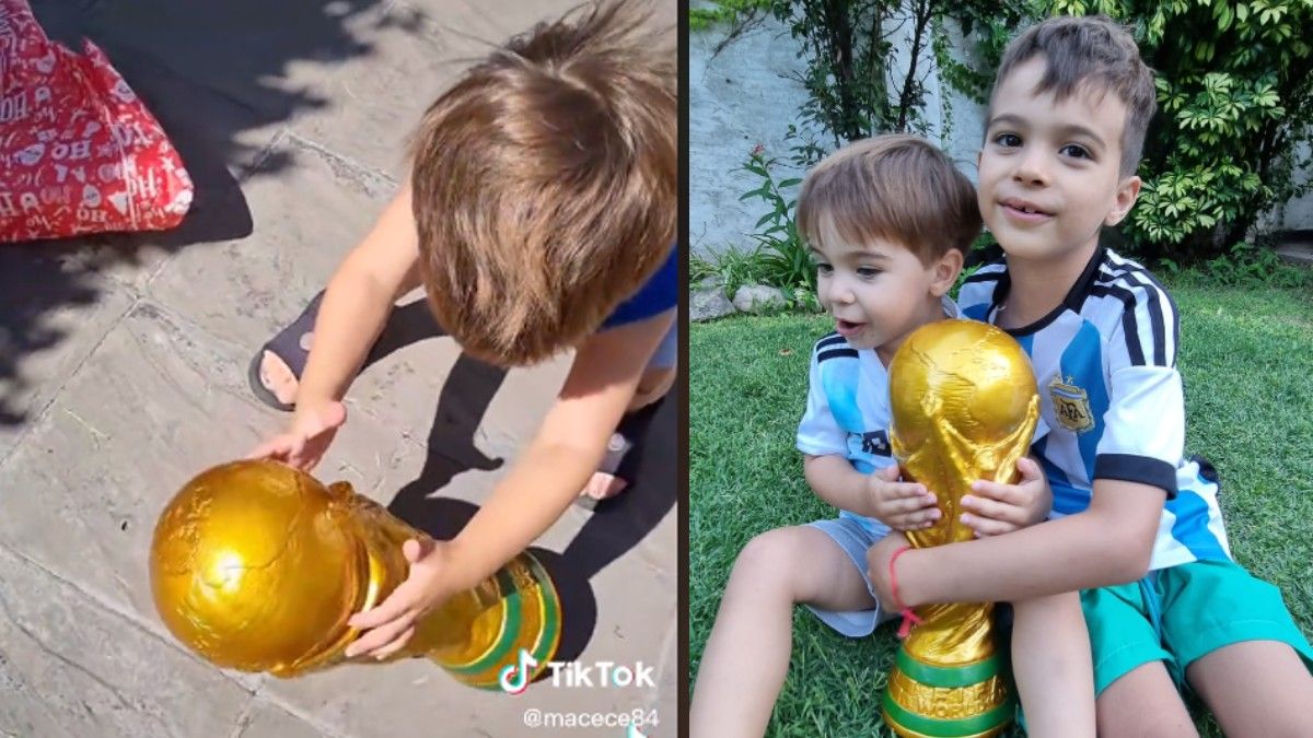Los hermanitos de Monte Grande que se hicieron virales por un accidente con la Copa del Mundo