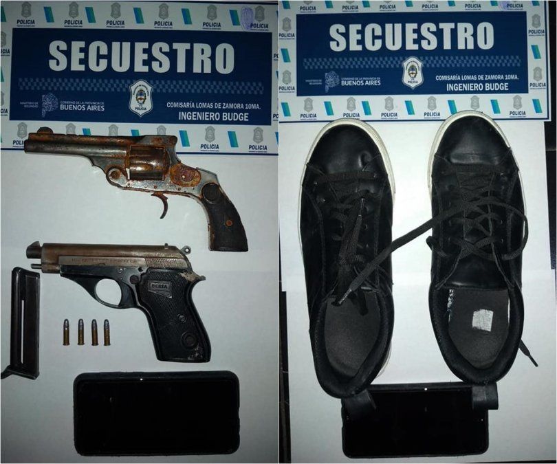 Elementos incautados a los jóvenes detenidos por robo en Ingeniero Budge.