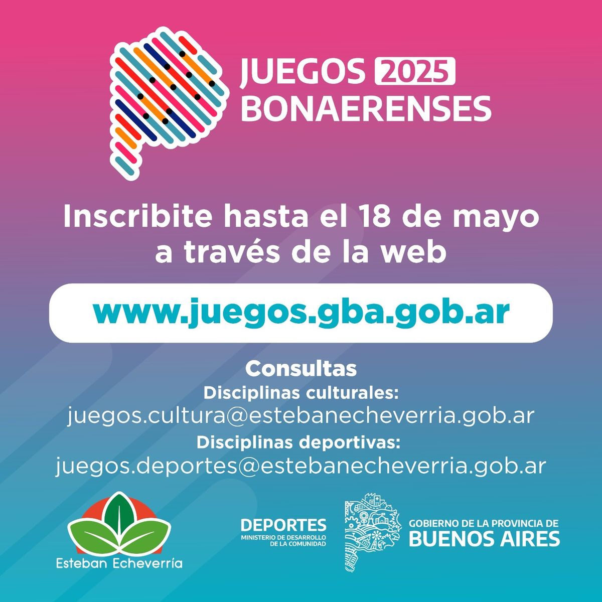 Abren la inscripción para los Juegos Bonaerenses en Esteban Echeverría. 
