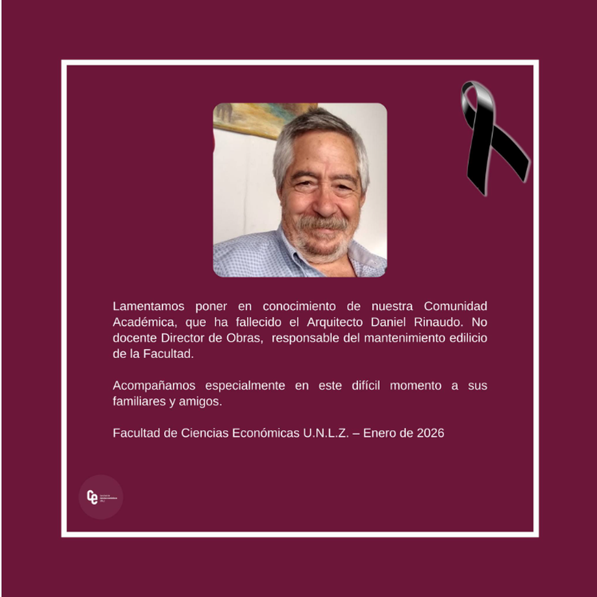 Daniel Rinaudo se desempeñaba como Director de Obras y era responsable del mantenimiento edilicio de la Facultad de Ciencias Económicas de la Universidad Nacional de Lomas de Zamora