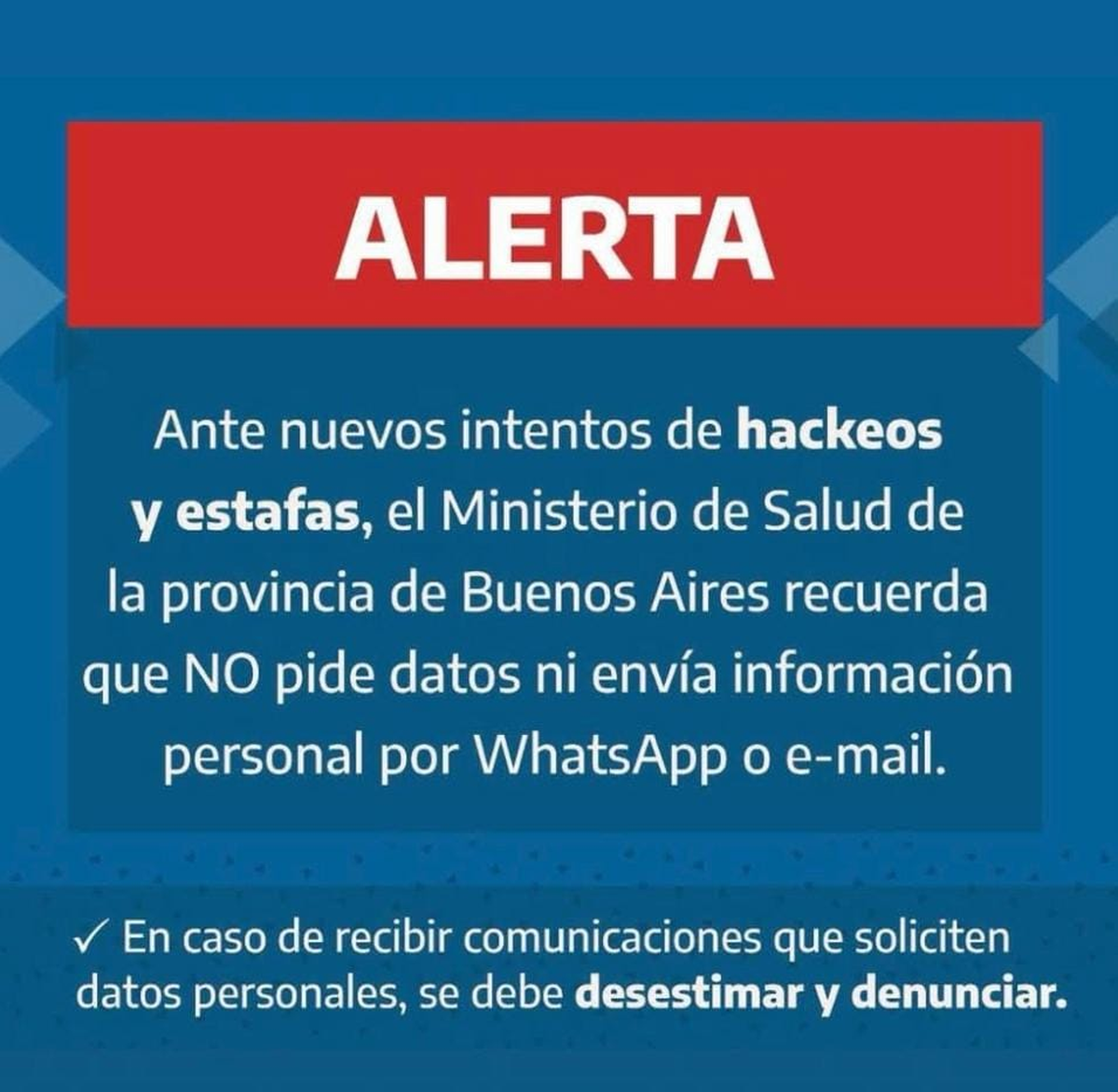 Comunicado del Ministerio de Salud de la Provincia de Buenos Aires.