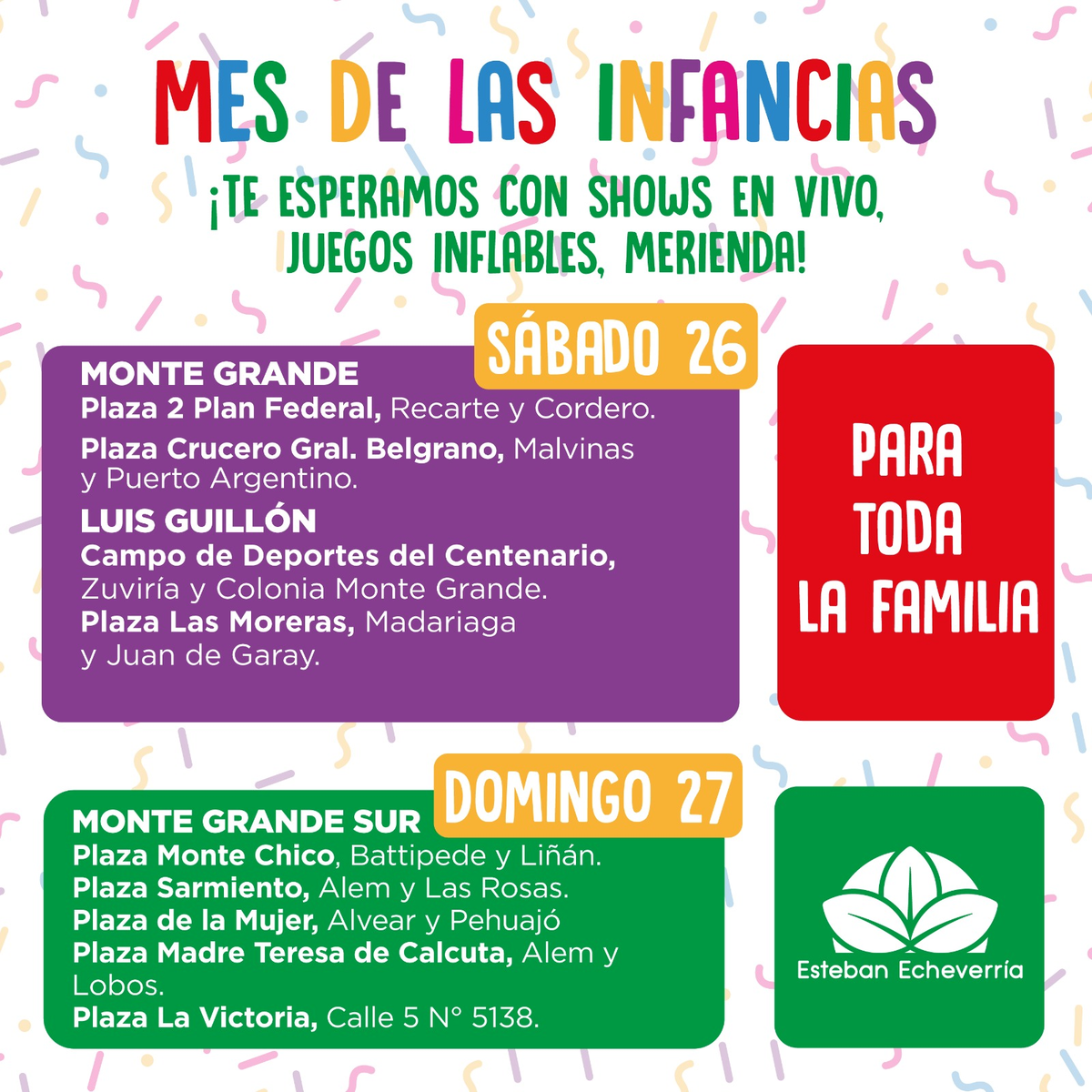 Los vecinos más chicos de Esteban Echeverría podrán disfrutar de dos jornadas.