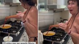 moria casan preparo huevos revueltos en bikini y el video se hizo viral