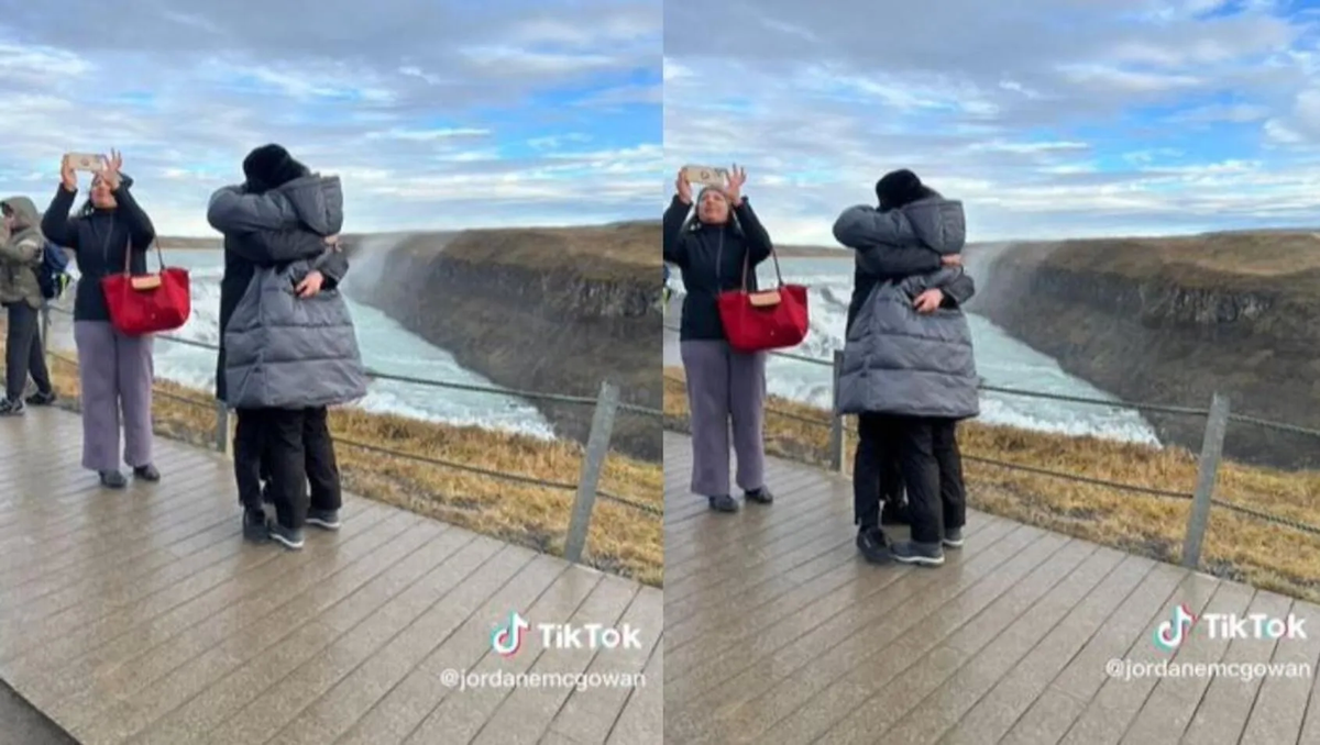 Una propuesta matrimonio se volvió viral por un insólito intruso