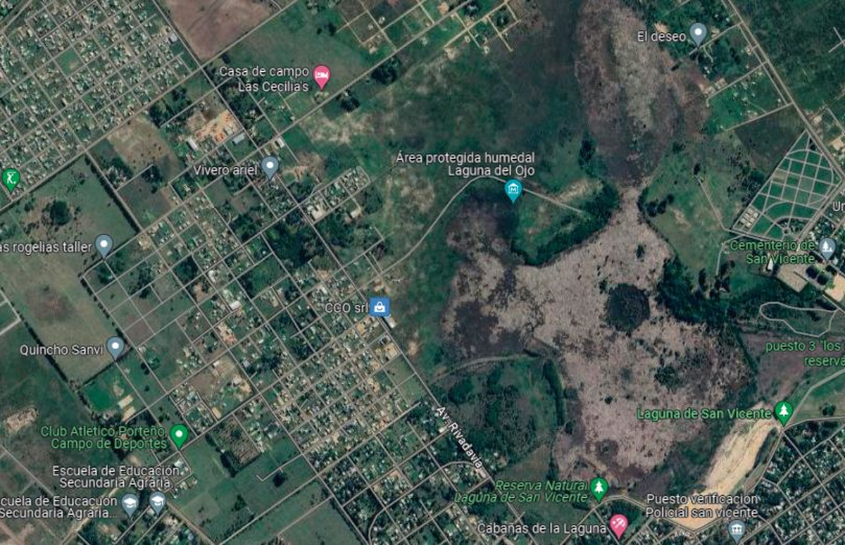 Imagen satelital de toda la zona sobre la que rige el nuevo “ordenamiento territorial”, en San Vicente.  
