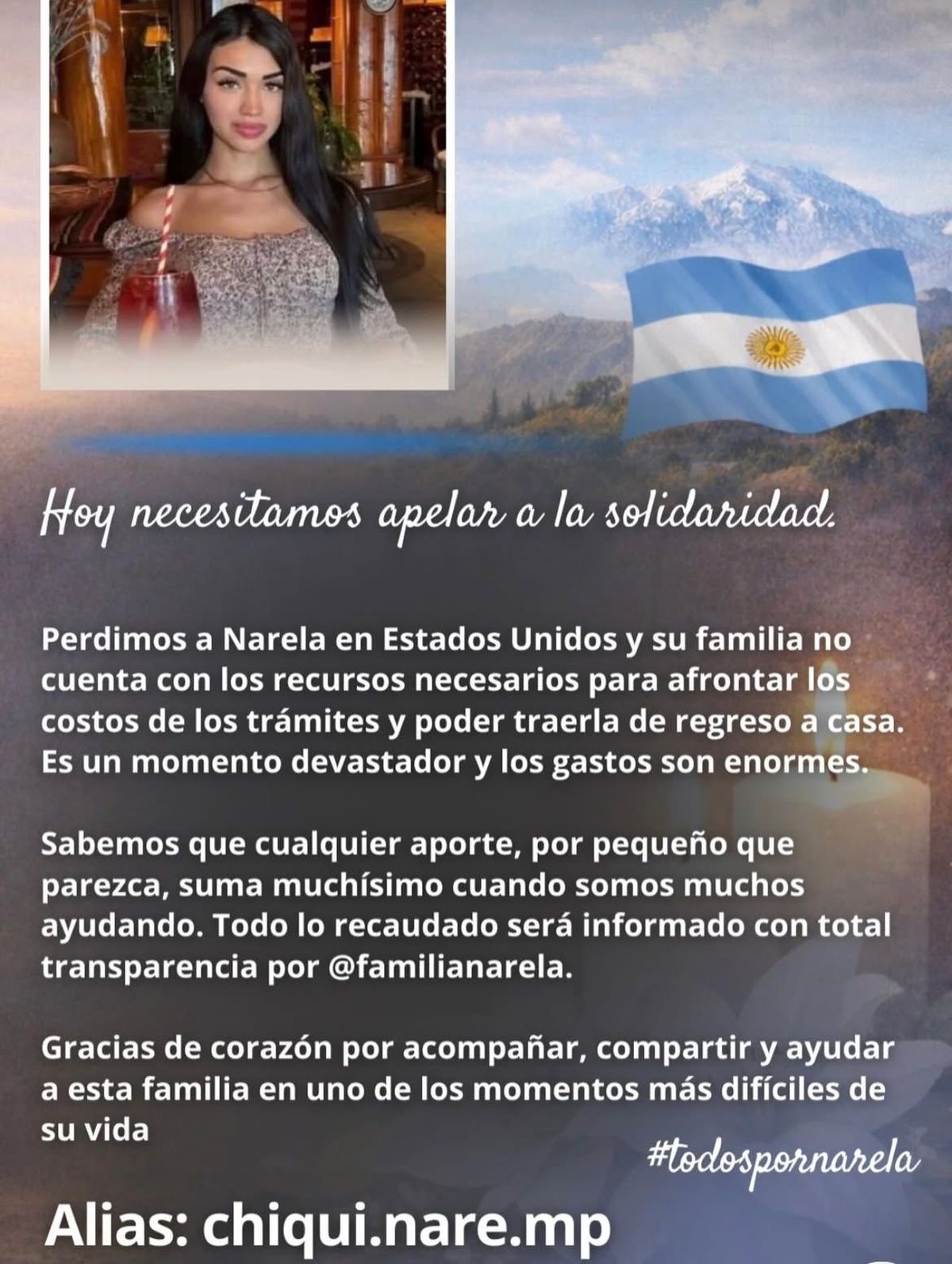 La colecta que lanzaron familiares y amigos de Narela Barreto para repatriar su cuerpo.