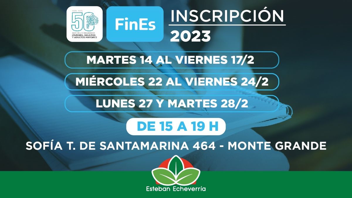 Fechas para inscribirse en el Plan Fines en Esteban Echeverría.