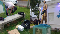 San Vicente: un detenido por pintar el monumento a los Héroes de Malvinas con una consigna por el 24 de marzo