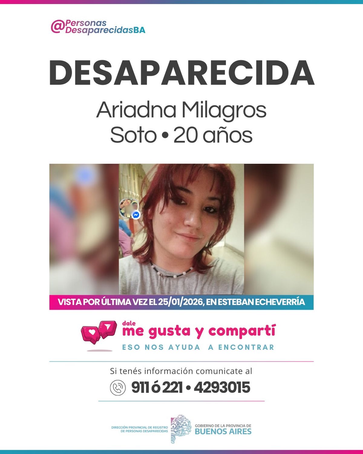 La búsqueda de la joven en Esteban Echeverría. 