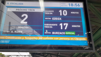 Demoras en el Tren Roca por accidente en Claypole