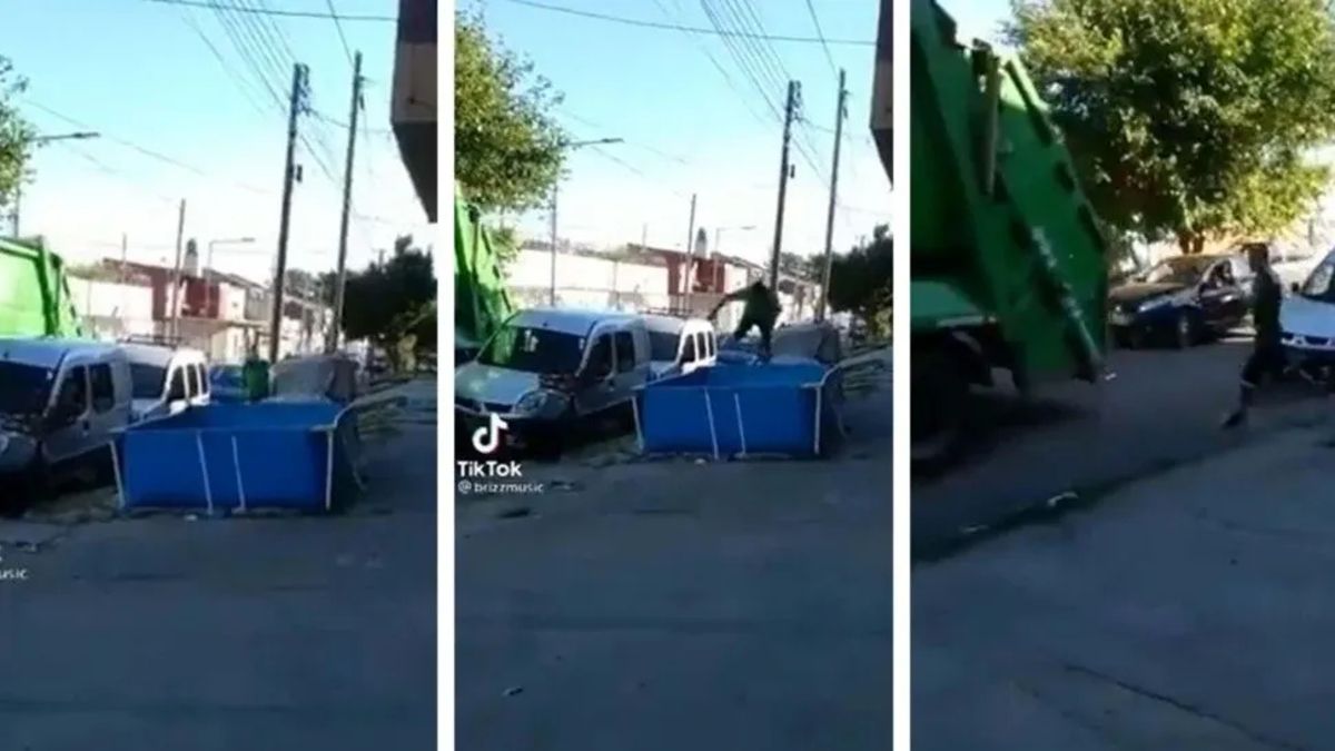 Video: un recolector de basura se refrescó en una pelopincho y se volvió viral