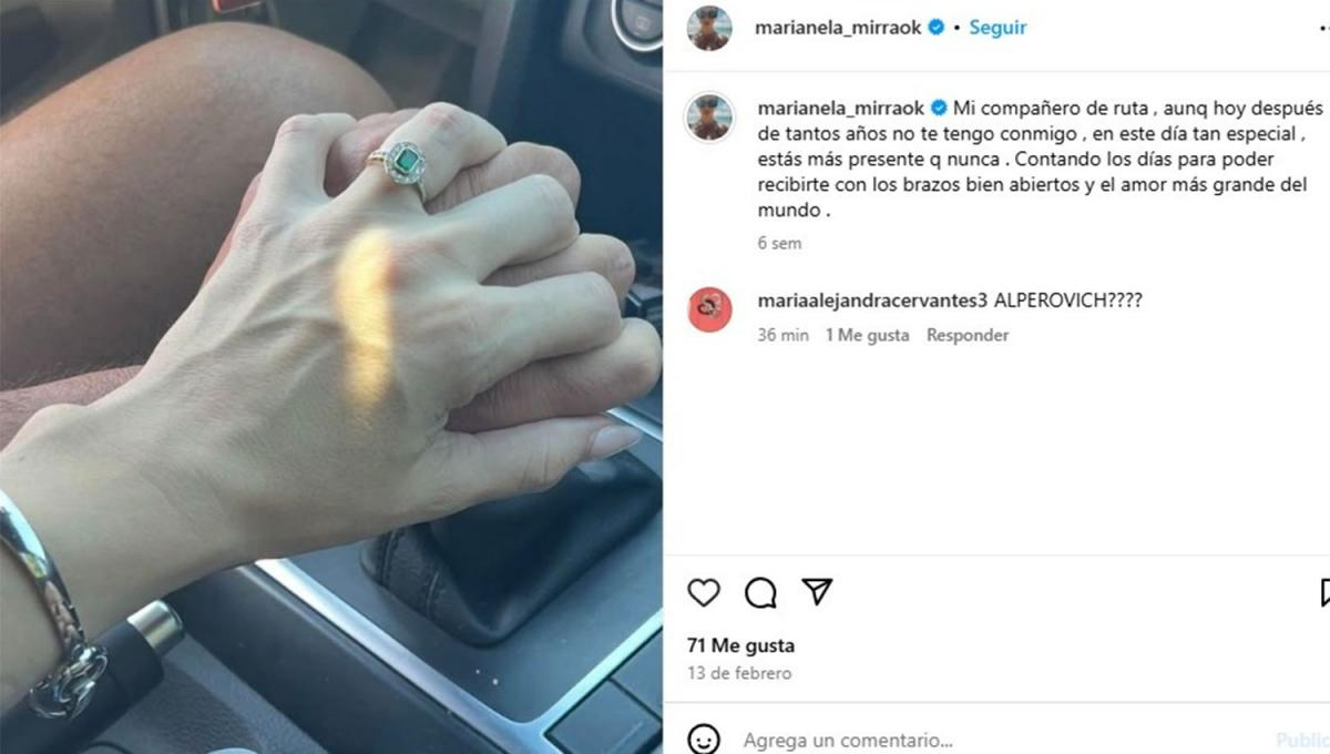 La foto que mostró Marianela Mirra en su cuenta de Instagram. 