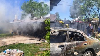 Incendio en un taller mecánico de Almirante Brown: varios autos afectados