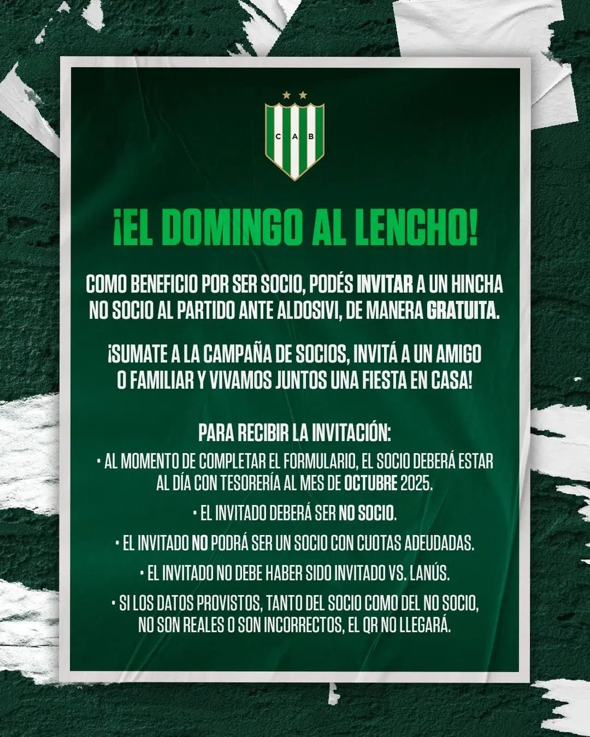 El flyer que publicó Banfield en sus redes sociales. El flyer que publicó Banfield en sus redes sociales.