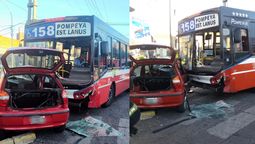 tremendo choque entre un colectivo y un auto en lanus: siete heridos