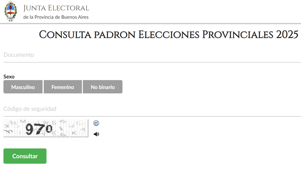 Las personas de la Provincia de Buenos Aires deberán ingresar su DNI y sexo para consultar el lugar para votar. 
