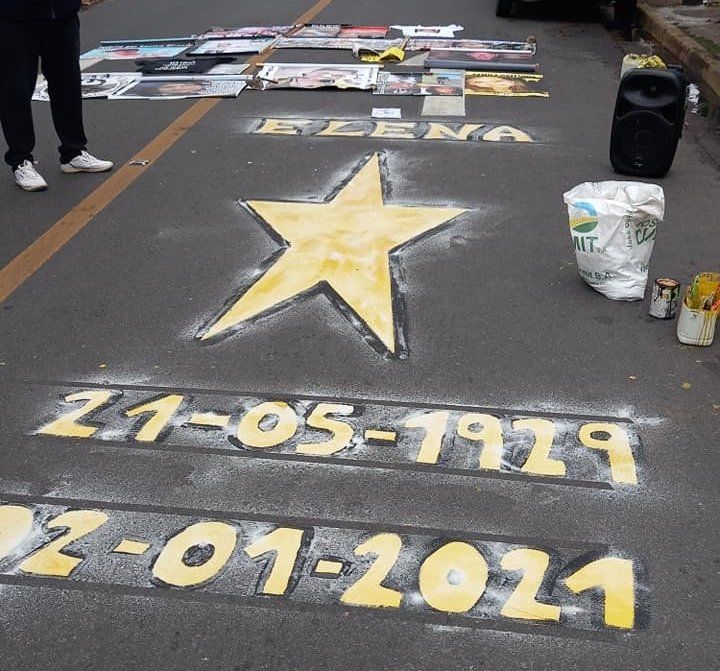 Así quedó la estrella en homenaje a Elena Alonso, en el lugar de su accidente.