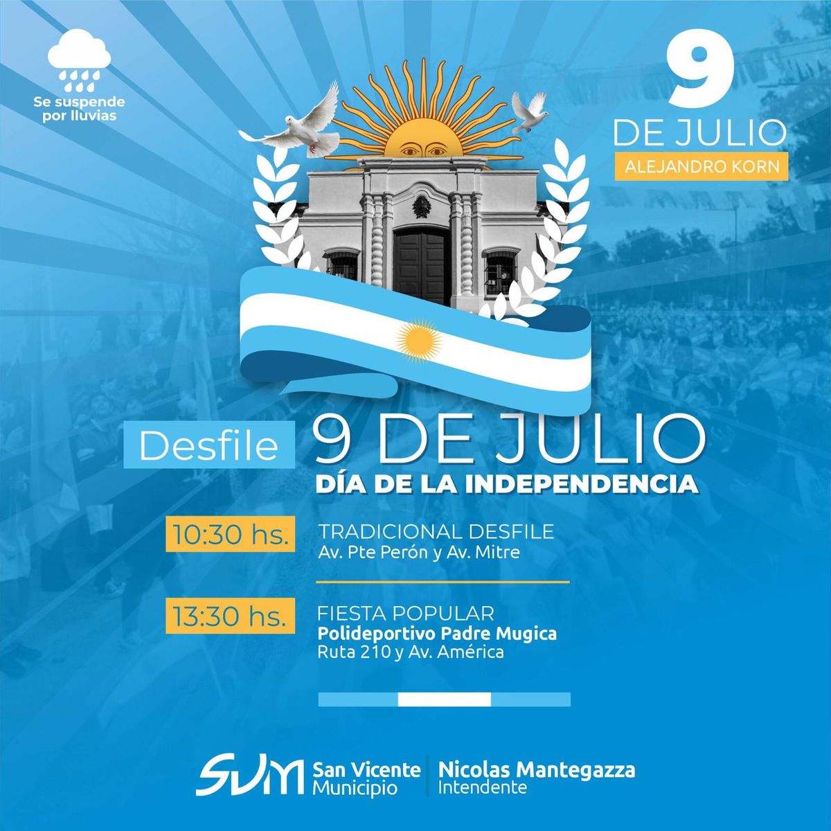 Las actividades previstas para el 9 de Julio en Alejandro Korn.