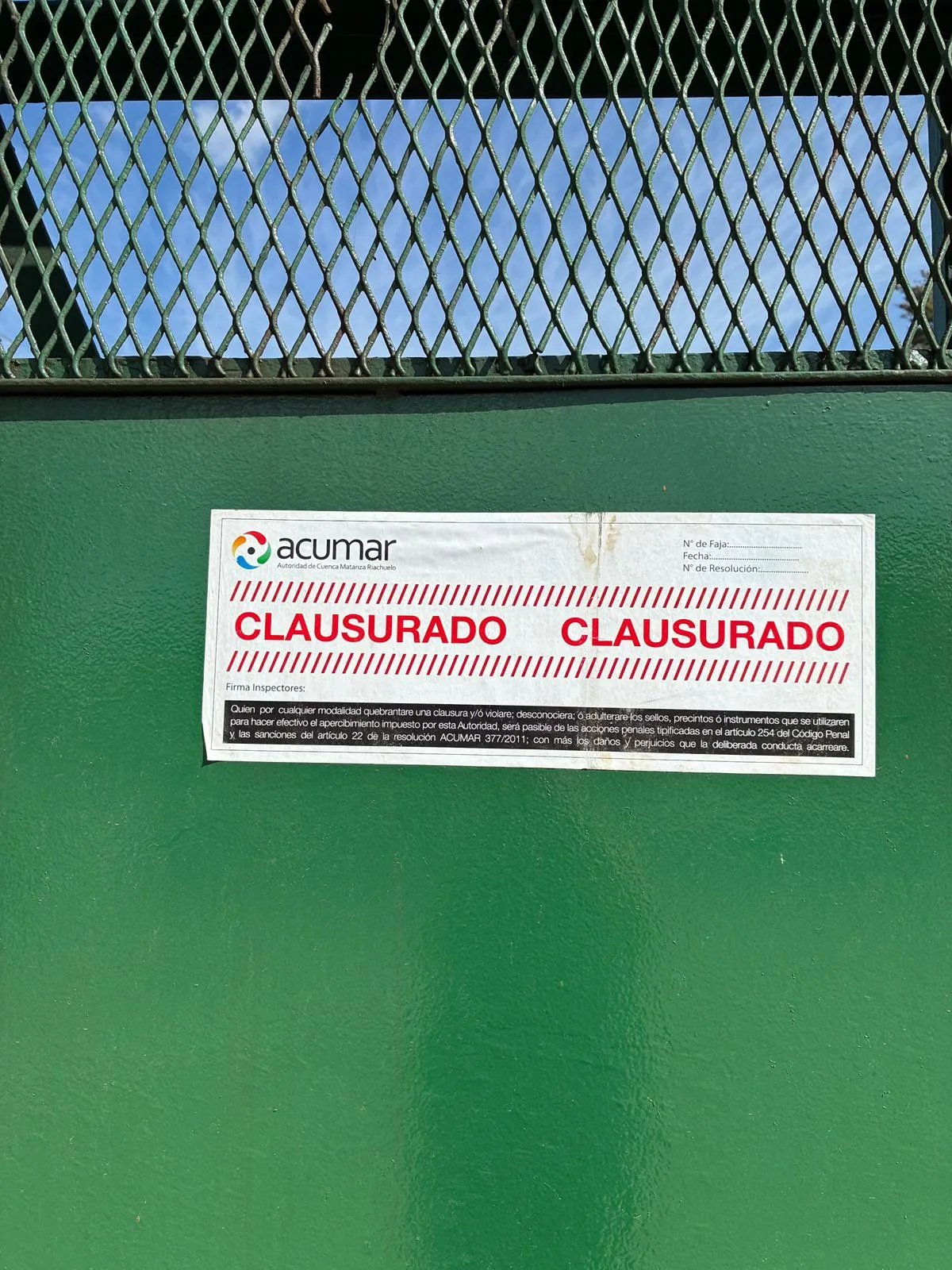 La planta de El Jagüel fue sido clausurada luego de una inspección realizada por ACUMAR.