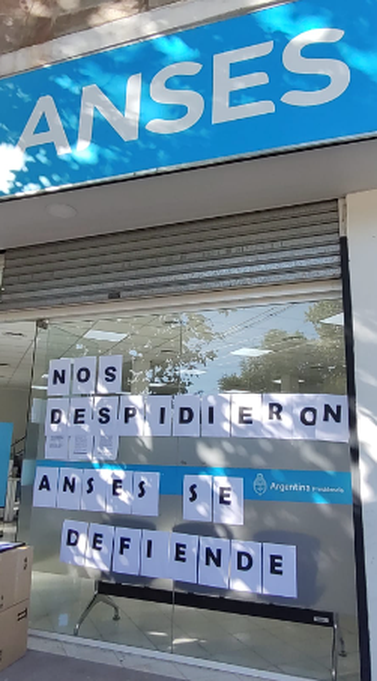 Así está la oficina de Anses de San Vicente este lunes tras el anuncio de los despidos.