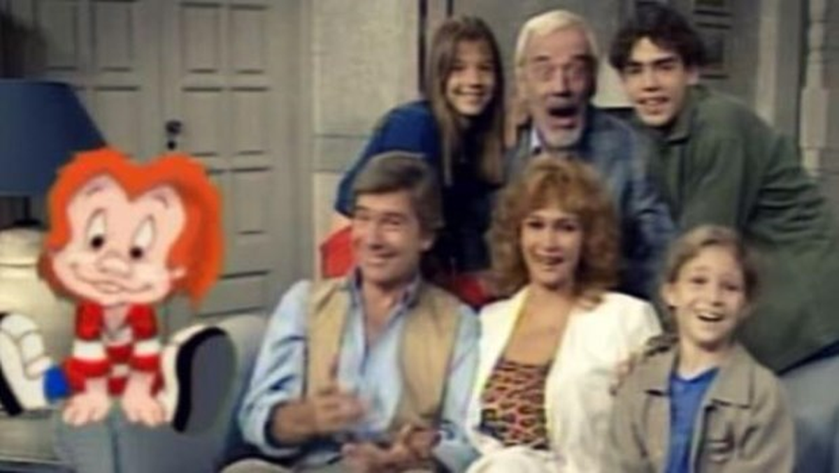 El elenco junto a Dibu, en el programa que juntó a actores con dibujos animados.  