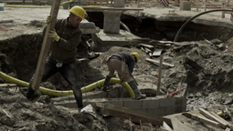 esteban echeverria: avanza la construccion de un conducto pluvial en la av. olimpo