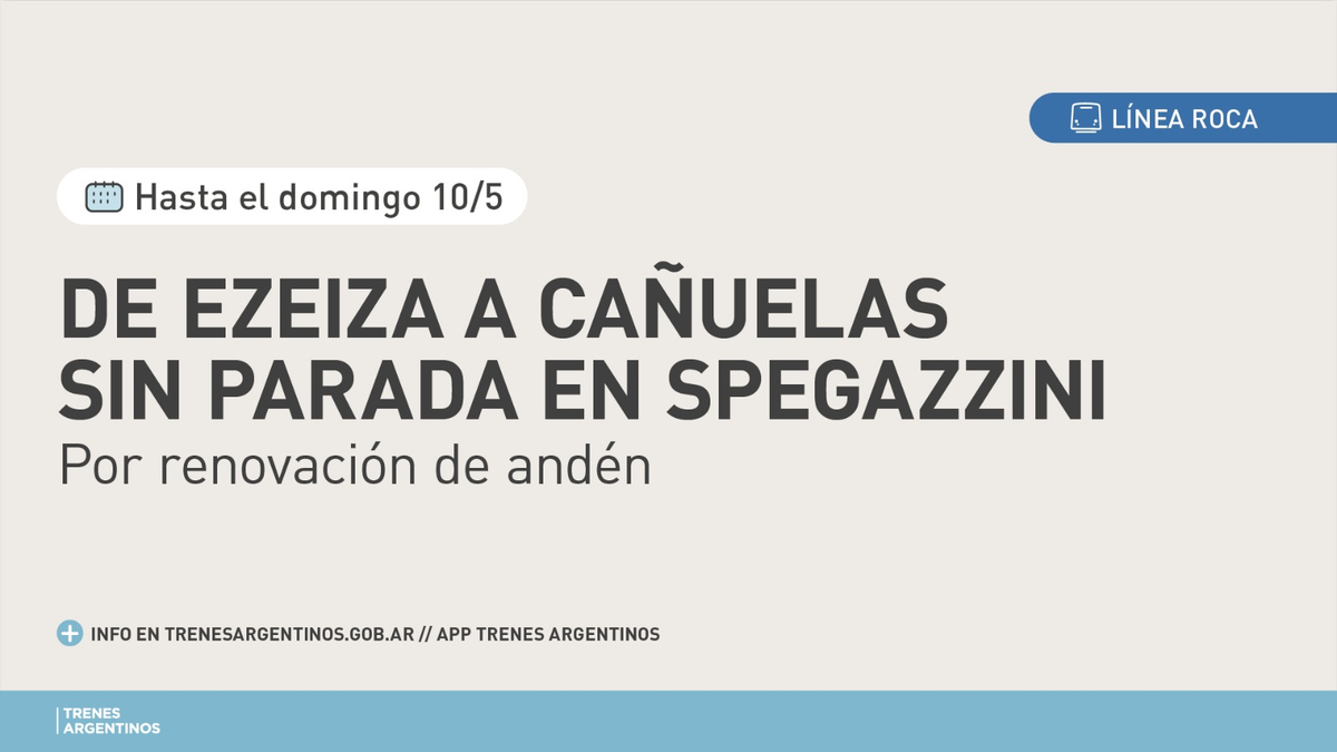 Los trenes no efectuarán parada en la estación Spegazzini hasta el 10 de mayo. 