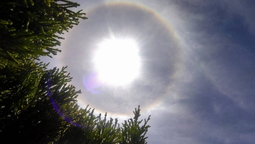 halo solar en la zona sur: el sol envuelto en un arcoiris sorprendio a la gente