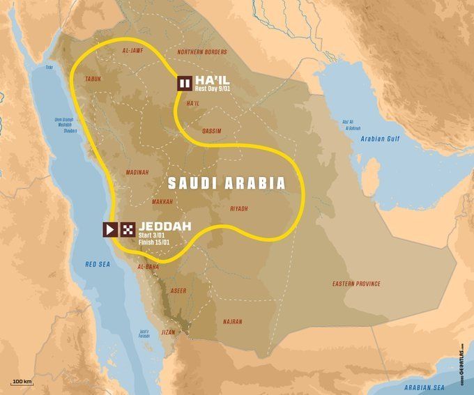 La carrera. Con más de 7.000 kilómetros a recorrer, el Dakar se extenderá por 12 días en el desierto de Arabia Saudita.