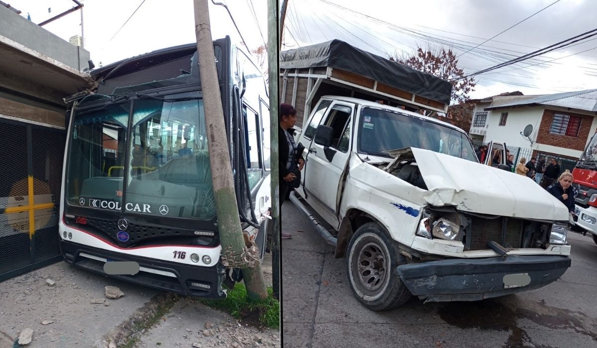 Fuerte choque entre un colectivo y una camioneta en Lomas: tres heridos