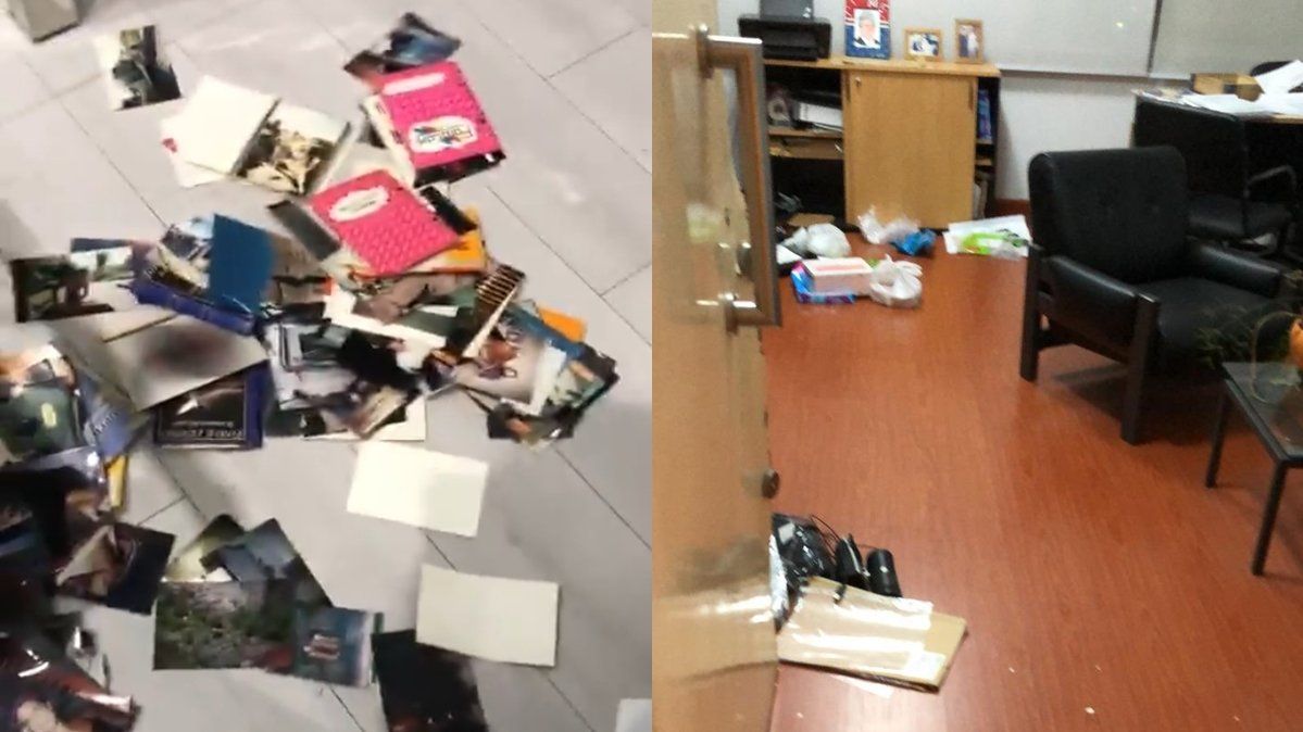 Oficinas revueltas tras el robo.