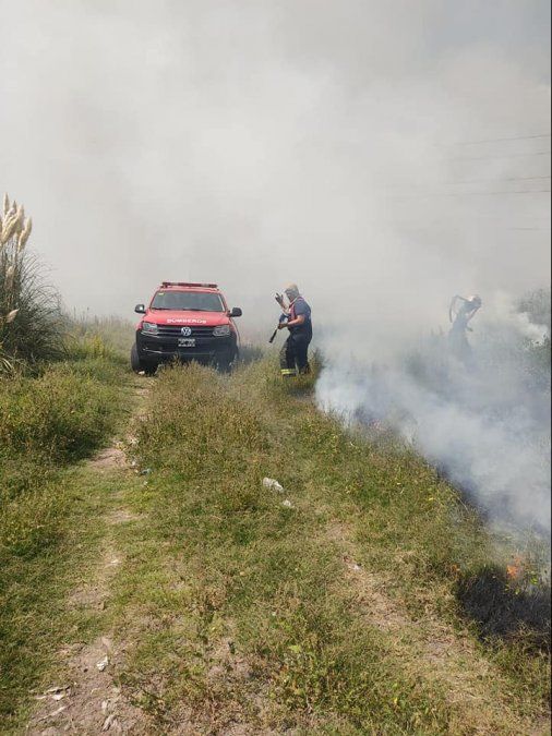 Los bomberos intentan avanzar para controlar las llamas.