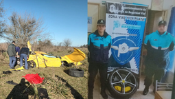 se llevo una rueda de la ferrari que choco en san vicente y lo allano la policia