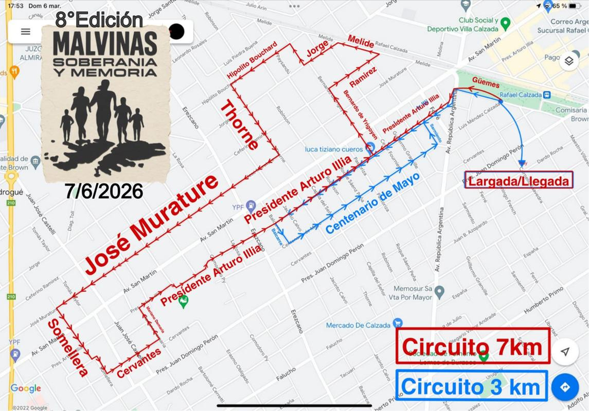 Los recorridos de la carrera en Almirante Brown. Los recorridos de la carrera en Almirante Brown. 