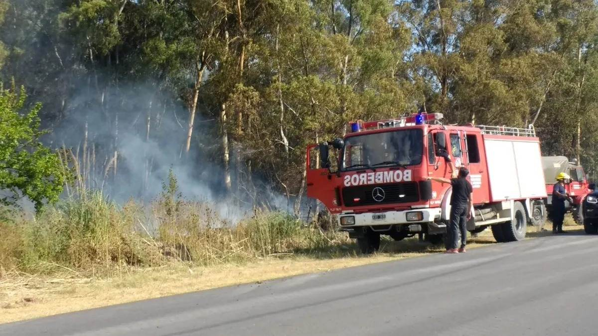 Los Bomberos del destacamento Canning - El Jag&uuml;el trabajando.&nbsp;