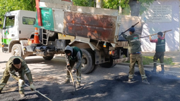 el jagüel: avanzan los trabajos de bacheo