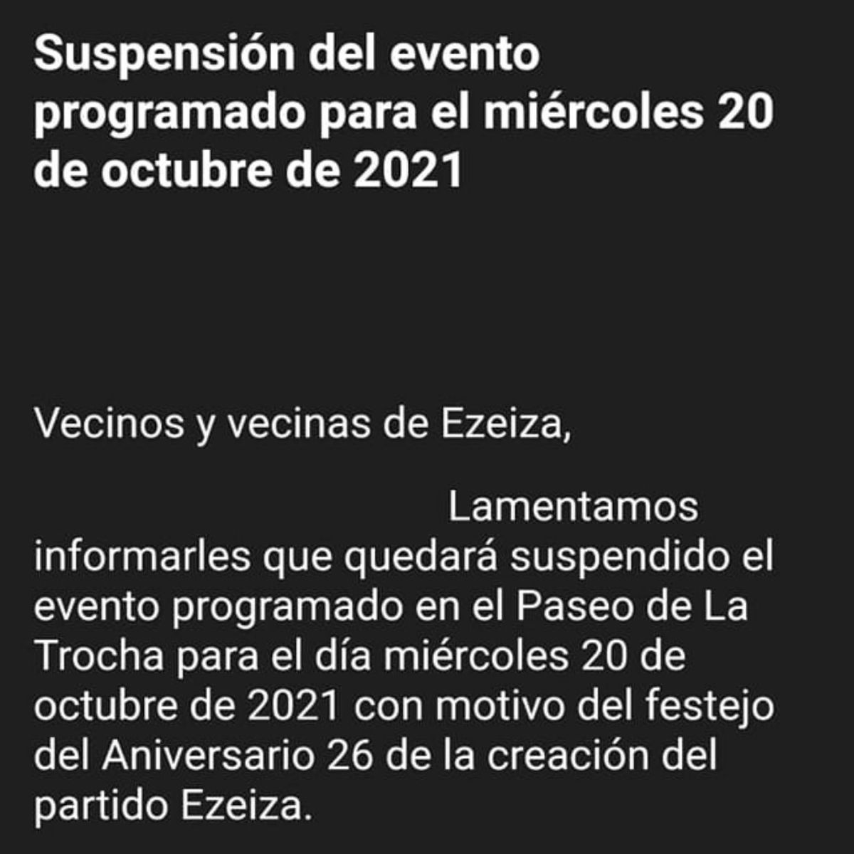 Ezeiza: Se suspendió el show de Pablo Lescano