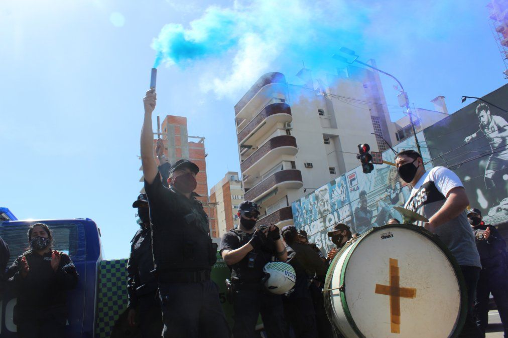 La protesta de la Policía en septiembre pasado en Lomas de Zamora.