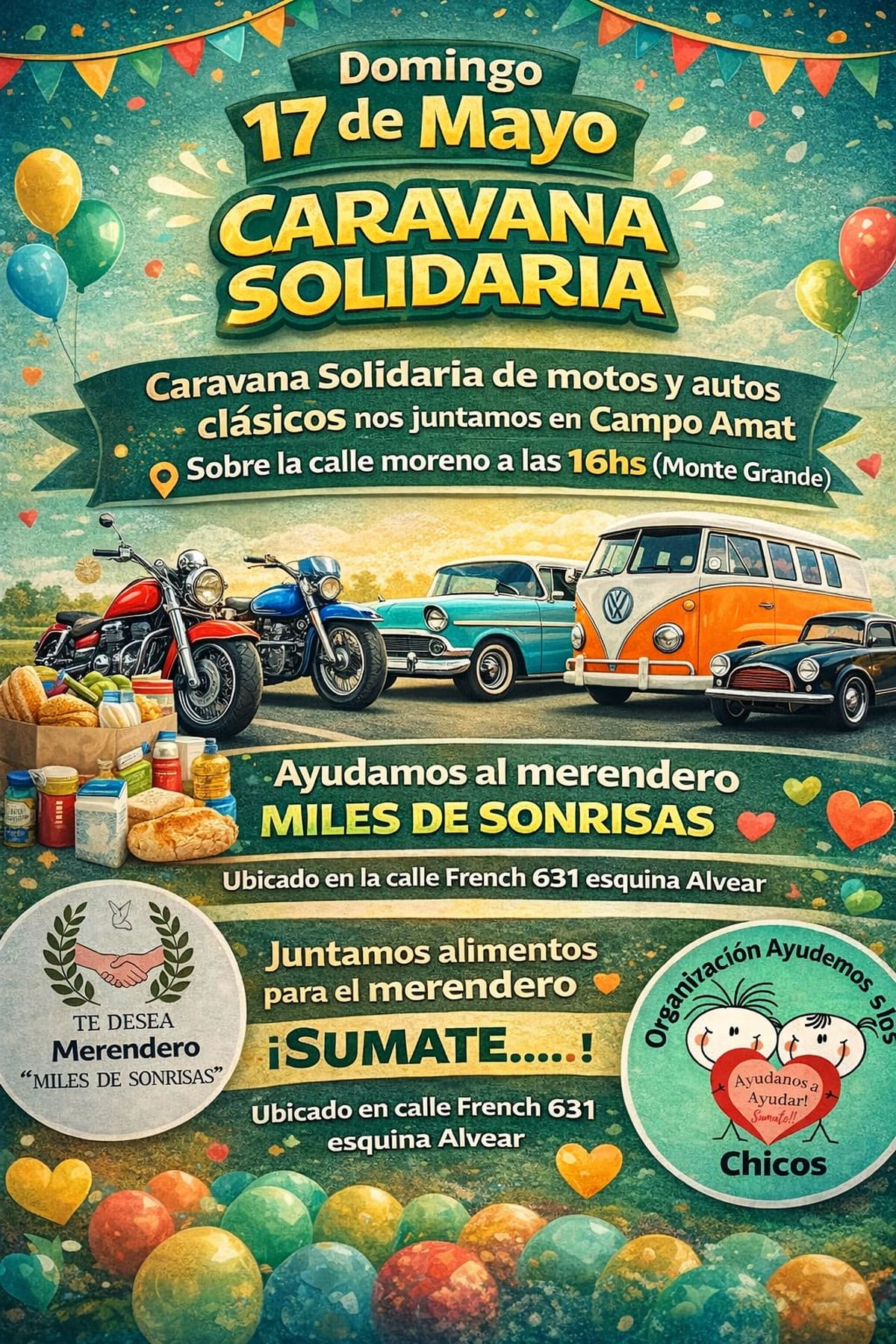 El domingo 17 de mayo se realizar&aacute; la caravana solidaria de autos cl&aacute;sicos en Monte Grande.&nbsp;