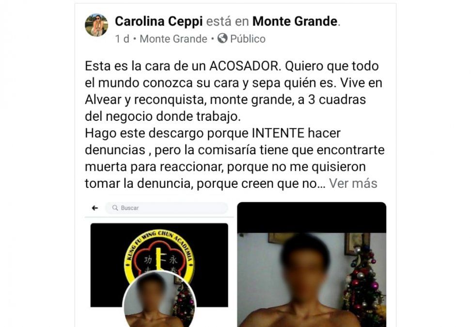 Redes. Carolina Ceppi difundi&oacute; su denuncia y se&ntilde;al&oacute; como "acosador" al hombre de Monte Grande.&nbsp;