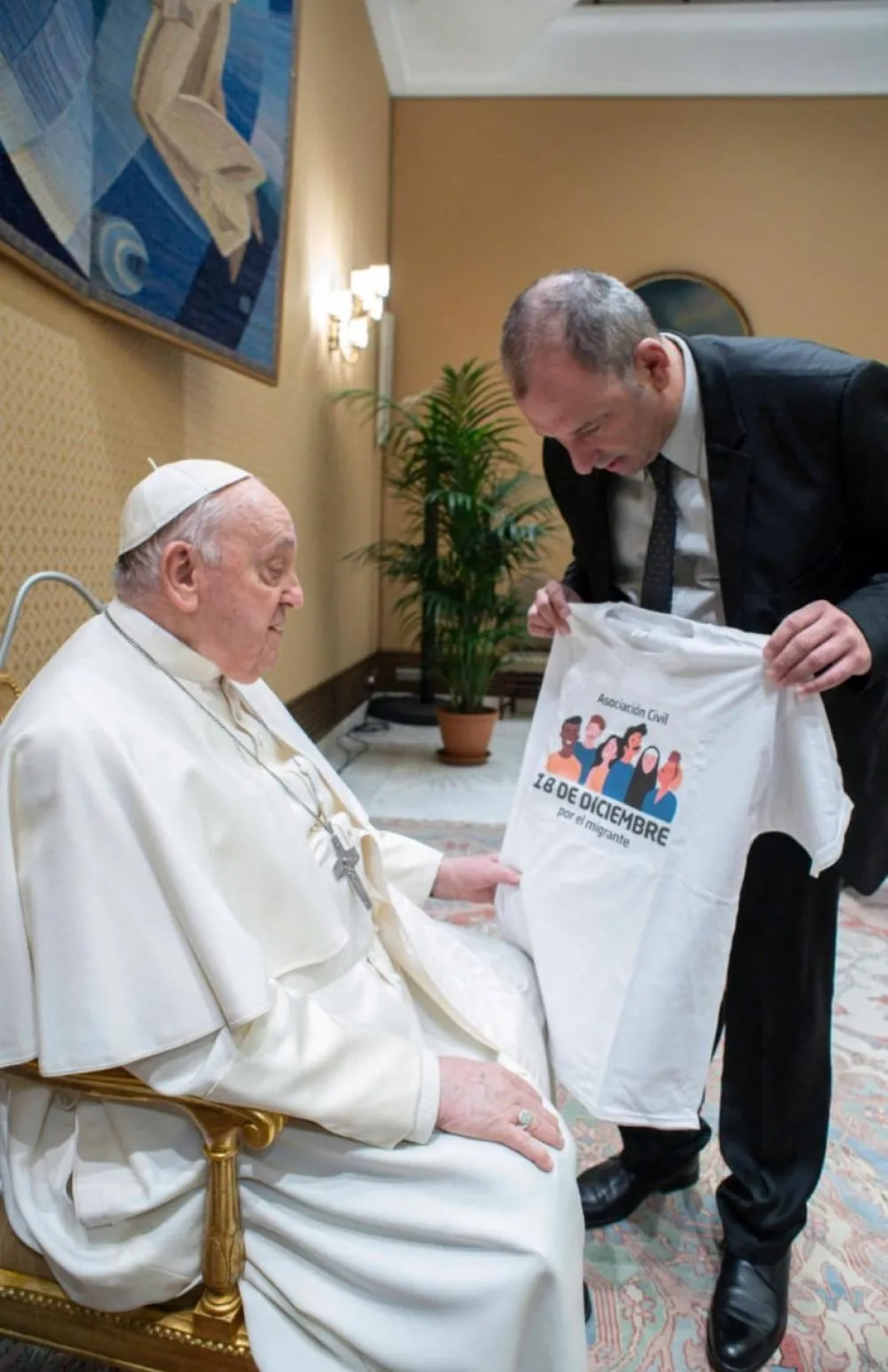 En febrero de 2024, Santiago Vestfrid dialogó con el Papa en nombre de la la Asociación Civil 18 de Diciembre por el Migrante, de Lomas.