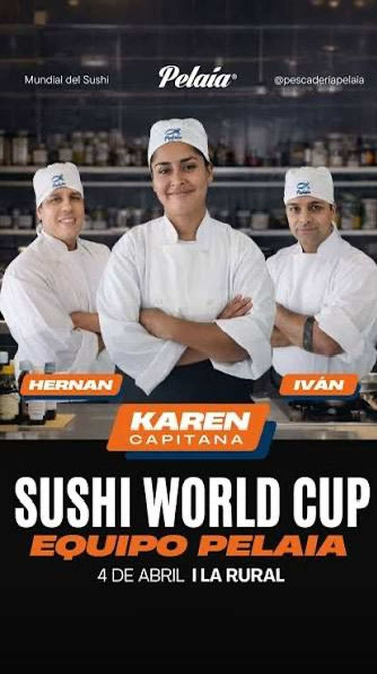 Karen, Hernán e Iván serán los representantes de la pescadería Pelaia en la Sushi World Cup, donde competirán en La Rural en nombre de Banfield y de Lomas de Zamora.