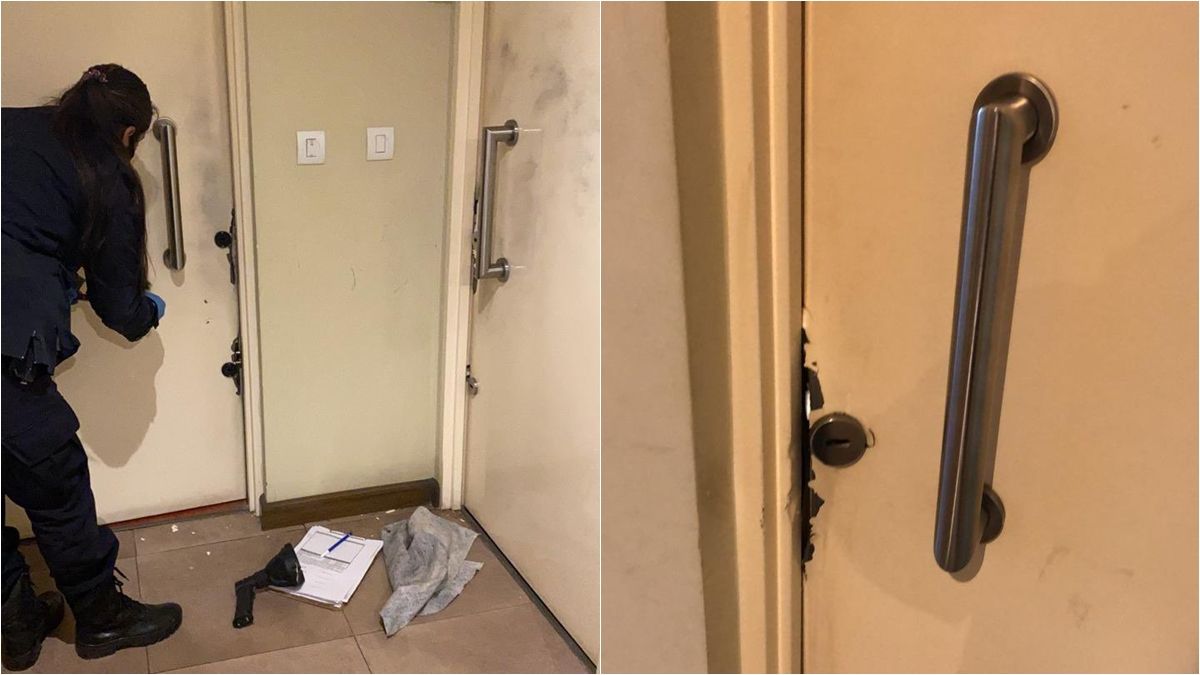 Pericias en el edificio de Banfield. Hubo puertas violentadas.