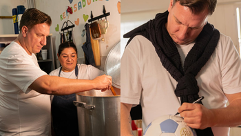 Monte Grande: Maxi López visitó un comedor y cocinó para los chicos