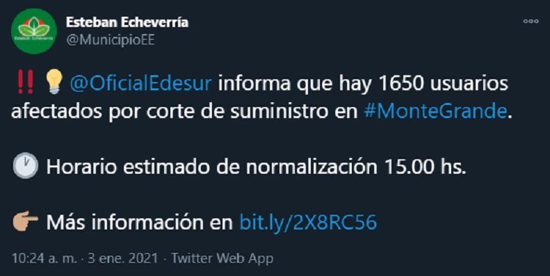 Cortes de luz en Monte Grande