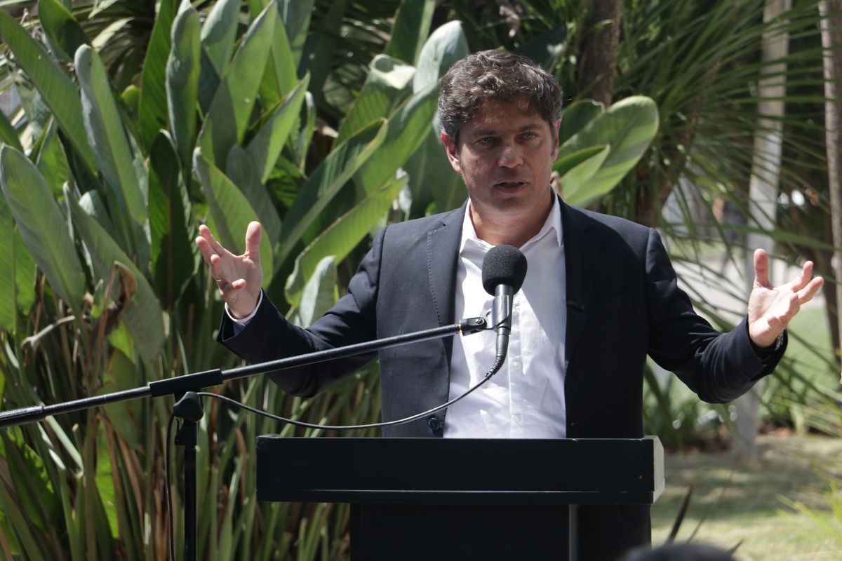 Axel Kicillof, gobernador de la provincia de Buenos Aires, durante su discurso en San Vicente.