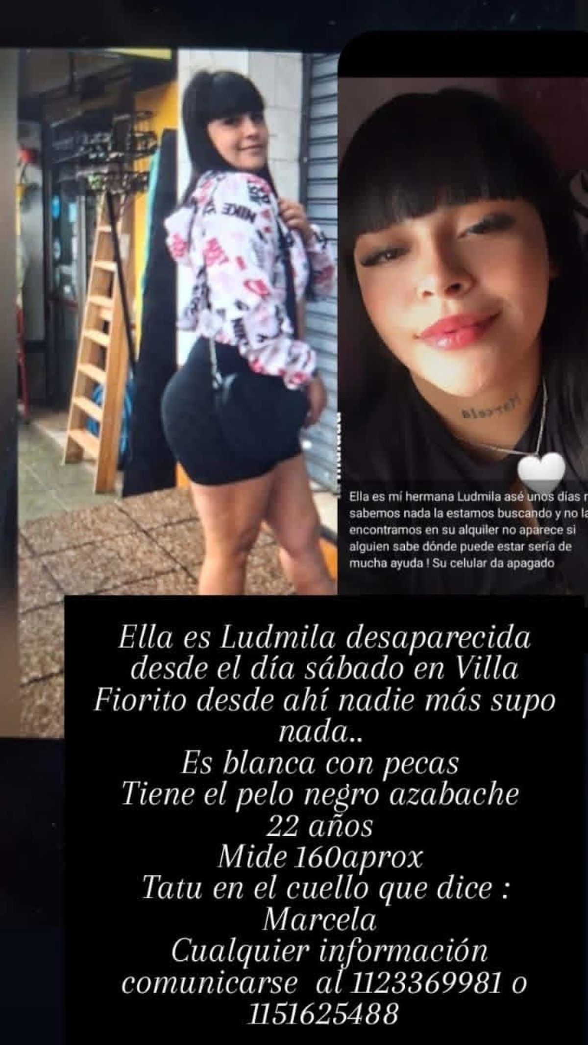 La joven perdida fue vista por última vez en Villa Fiorito, partido de Lomas de Zamora. 